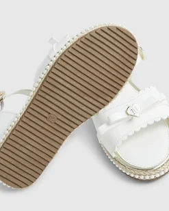 Girls White Patent Bow Espadrille Sandals