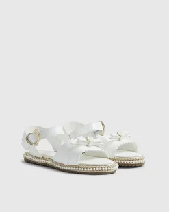 Girls White Patent Bow Espadrille Sandals