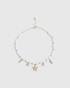 Girls White Pearl Charm Bracelet