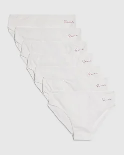 Girls White RI Pack Of 7 Briefs