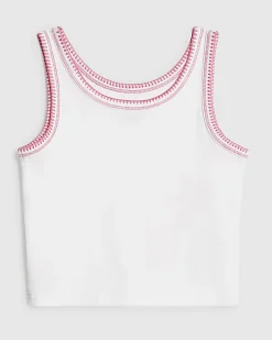 Girls White Sequin Sealife Tank Top