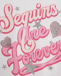 Girls White Sequins Are Forever Boxy T-shirt