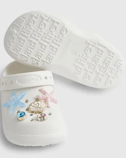 Girls White Shell Clogs