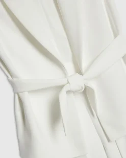 Girls White Sleeveless Blazer Set