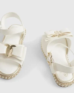 Girls White Snake Bow Espadrille Sandals