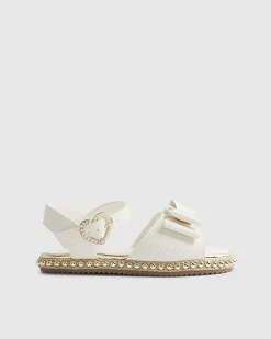 Girls White Snake Bow Espadrille Sandals