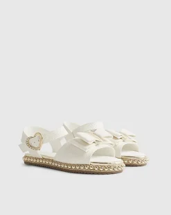 Girls White Snake Bow Espadrille Sandals