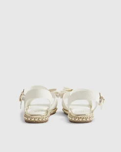 Girls White Snake Bow Espadrille Sandals