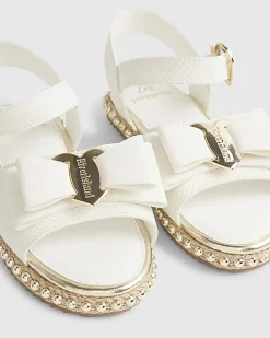 Girls White Snake Bow Espadrille Sandals