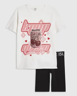 Girls White Soda Queen T-Shirt Set