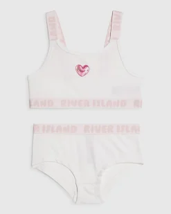 Girls White Strappy Crop Top and Brief Set