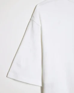 Girls White Studded Boxy Top