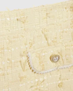 Girls Yellow Boucle Jacket And Skirt Set