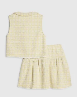 Girls Yellow Boucle Skirt Set