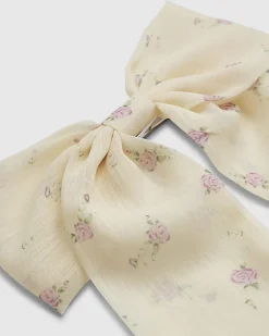 Girls Yellow Floral Bow Hair Clip