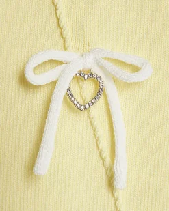 Girls Yellow Heart Charm Bow Knit Dress