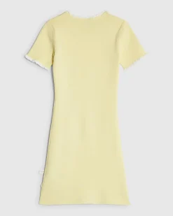 Girls Yellow Heart Charm Bow Knit Dress