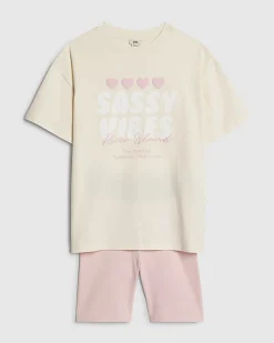 Girls Yellow Sassy Vibes T-Shirt Set