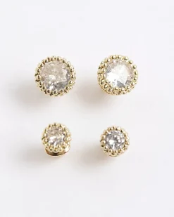 Gold 2 Pack Diamond Simulant Stud Earrings