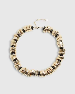 Gold and Black Nugget Necklace