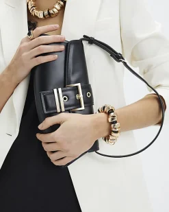 Gold and Black Nugget Stretch Bracelet