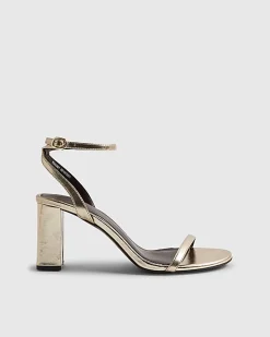 Gold Barely There Heeled Sandals