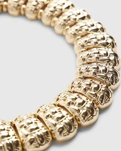 Gold Beaten Link Collar Necklace
