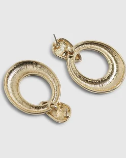 Gold Black Zebra Drop Earrings
