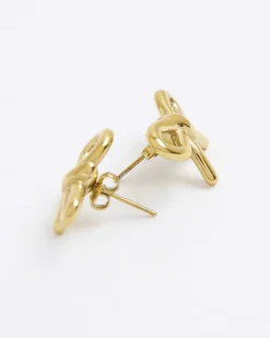 Gold Bow Stud Earrings