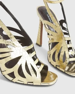 Gold Butterfly Caged Heels