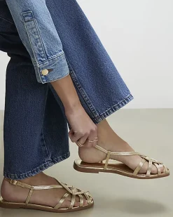 Gold Caged Flat Sandals