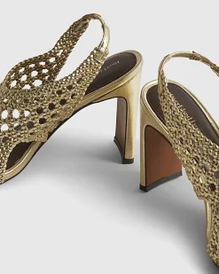 Gold Caged Heeled Sandals