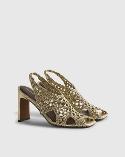 Gold Caged Heeled Sandals