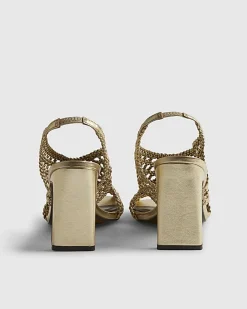 Gold Caged Heeled Sandals