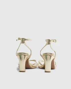 Gold Caged Heeled Sandals