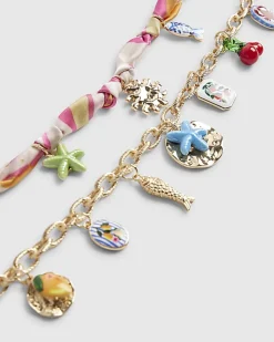 Gold Ceramic Charm Layered Necklace