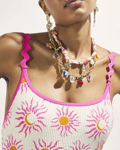 Gold Ceramic Charm Layered Necklace