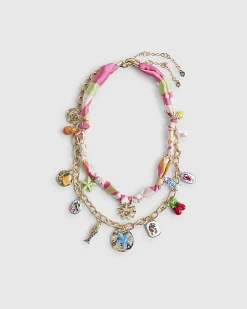 Gold Ceramic Charm Layered Necklace