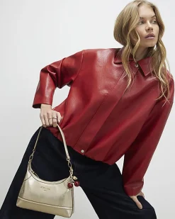 Gold Cherry Charm Shoulder Bag