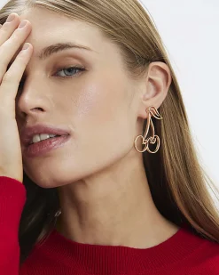 Gold Cherry Drop Earrings