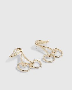 Gold Cherry Drop Earrings