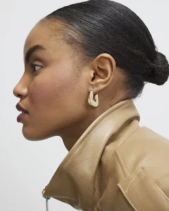 Gold Chunky Square Hoop Earrings