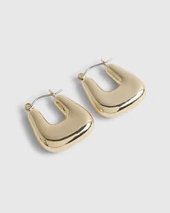 Gold Chunky Square Hoop Earrings