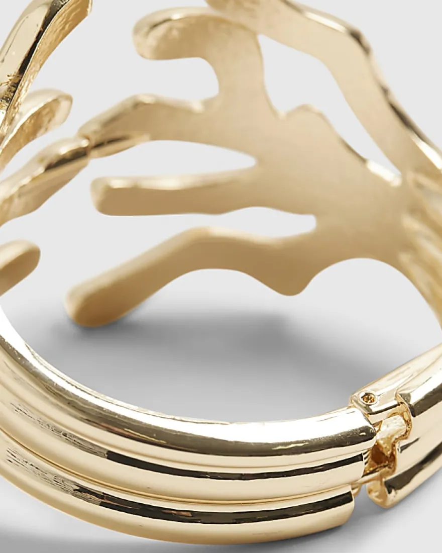 Gold Coral Bangle Bracelet