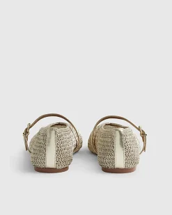 Gold Crochet MaryJane Flat Ballet Pumps