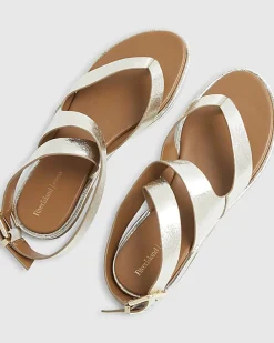 Gold Cross Strap Toe Thong Sandals