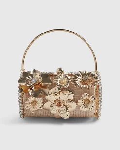 Gold Cylinder Floral Cage Bag