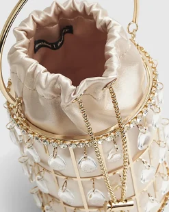 Gold Diamante Cage Basket Bag