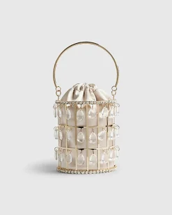Gold Diamante Cage Basket Bag