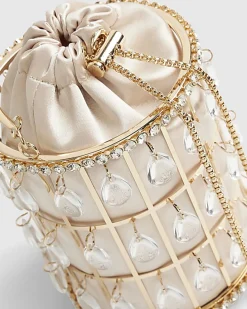 Gold Diamante Cage Basket Bag